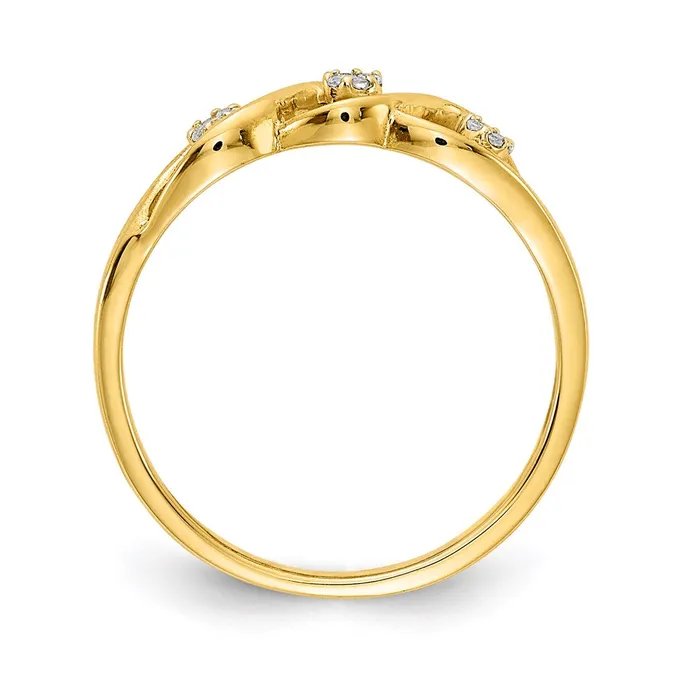 Goldia Rings 14k Gold Polished Real Diamond Wave Ring