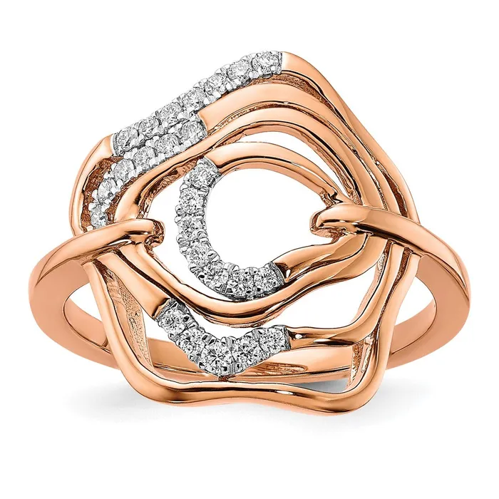 Goldia Rings 14k Rose Gold Polished Real Diamond Fancy Swirl Ring