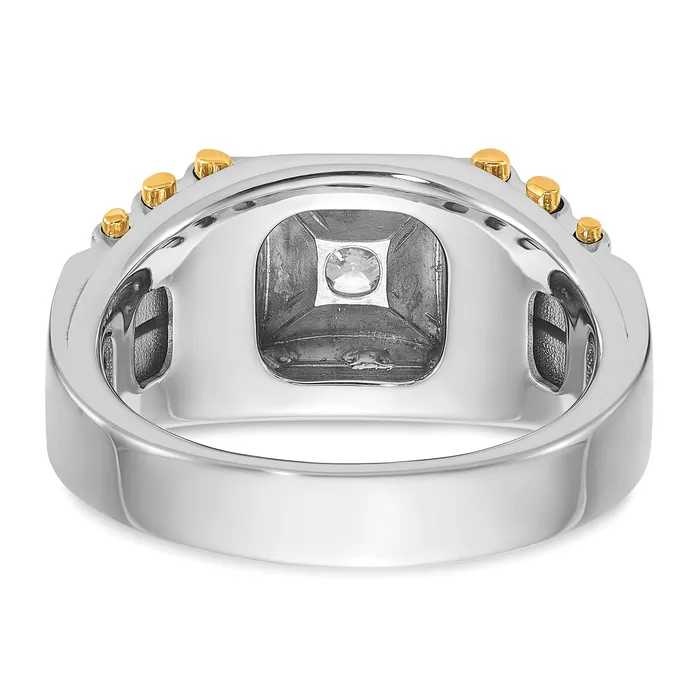 Goldia Rings 14k Twotone 1 Ct Lab Grown Diamond VSSI G Polished and Brushed Textured Mens Ring