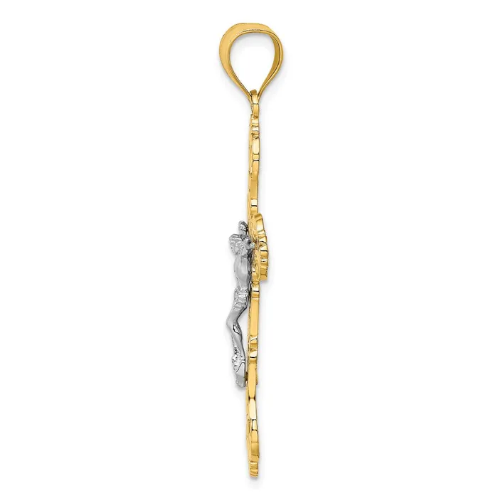 Goldia Rings 14k Twotone Gold Crucifix W Scrolled Tips Charm