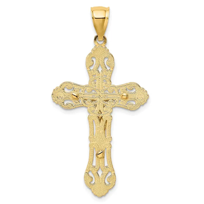 Goldia Rings 14k Twotone Gold Crucifix W Scrolled Tips Charm