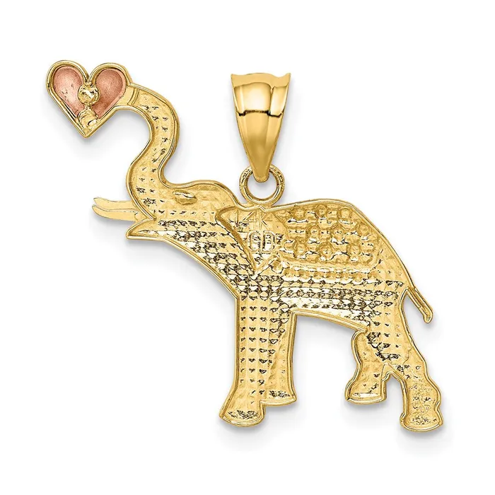 Goldia Rings 14k Twotone Gold wWhite Rhodium DC Elephant wHeart Pendant