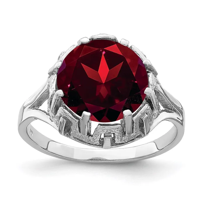 Goldia Rings 14k White Gold 10mm Garnet ring