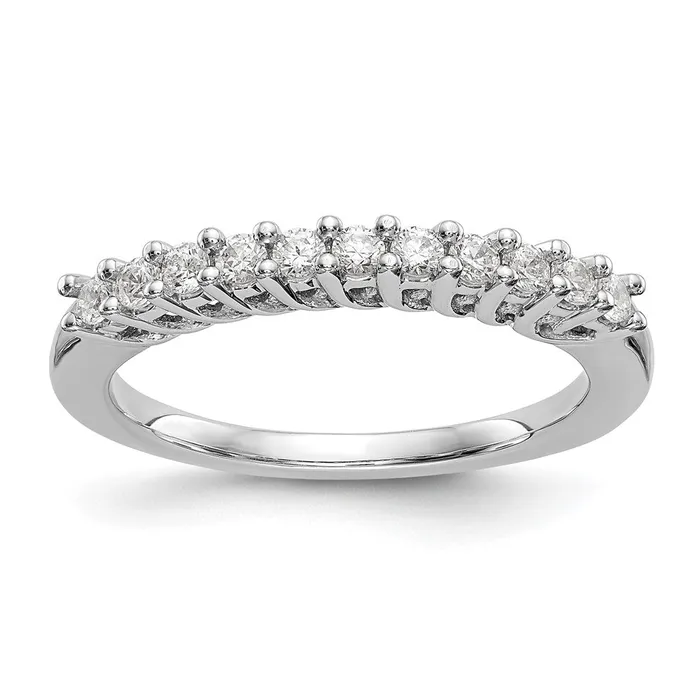Goldia Rings 14k White Gold 11Stone Shared Prong 13 carat Complete Round Diamond Band Goldia Rings 14k White Gold 11Stone Shared Prong 13 carat Complete Round Diamond Band