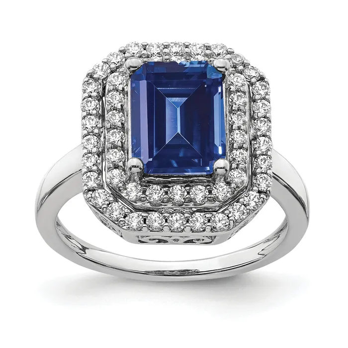 Goldia Rings 14k White Gold 58 Ct Lab Grown Diamond VSSI G and Lab Created Blue Sapphire Fashion Ring Goldia Rings 14k White Gold 58 Ct Lab Grown Diamond VSSI G and Lab Created Blue Sapphire Fashion Ring
