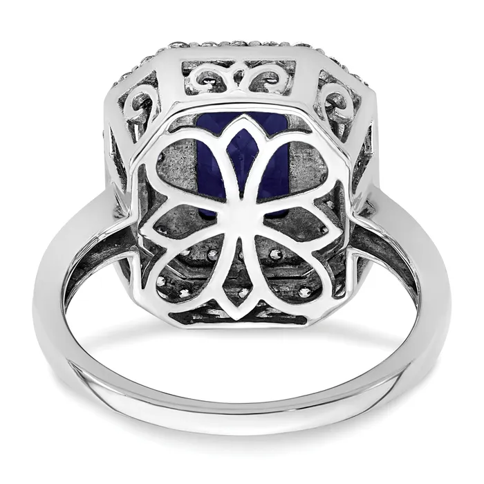 Goldia Rings 14k White Gold 58 Ct Lab Grown Diamond VSSI G and Lab Created Blue Sapphire Fashion Ring