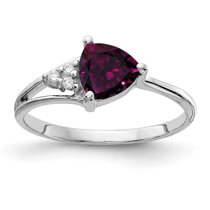 Goldia Rings 14k White Gold 6mm Rhodolite Garnet A Diamond ring