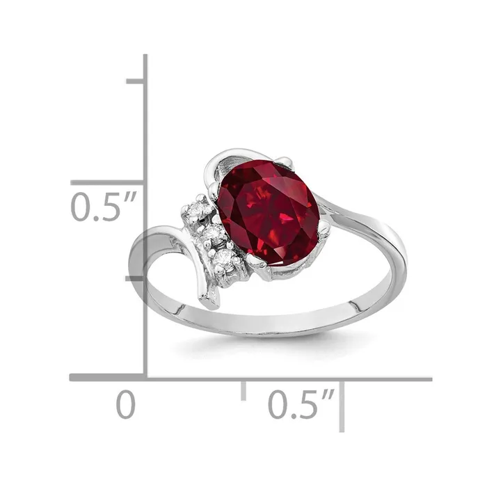 Goldia Rings 14k White Gold 8x6mm Oval Created Ruby AAA Diamond ring