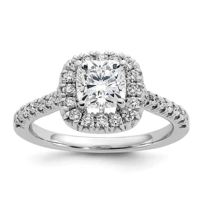 Goldia Rings 14K White Gold Lab Grown Diamond VSSI G Cushion Halo Semimount Engagement R Goldia Rings 14K White Gold Lab Grown Diamond VSSI G Cushion Halo Semimount Engagement R