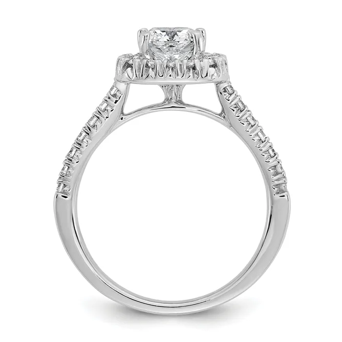 Goldia Rings 14K White Gold Lab Grown Diamond VSSI G Cushion Halo Semimount Engagement R