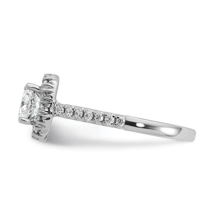 Goldia Rings 14K White Gold Lab Grown Diamond VSSI G Cushion Halo Semimount Engagement R