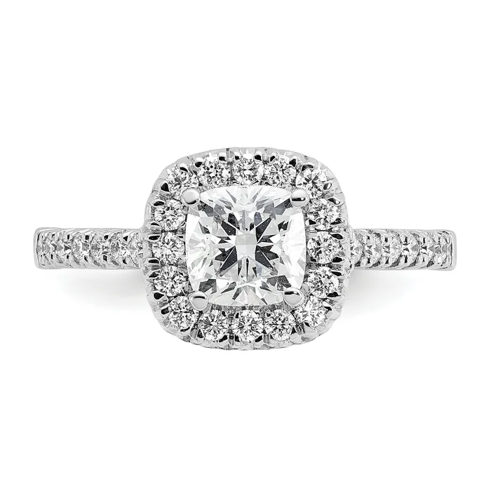 Goldia Rings 14K White Gold Lab Grown Diamond VSSI G Cushion Halo Semimount Engagement R