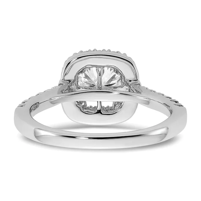 Goldia Rings 14K White Gold Lab Grown Diamond VSSI G Cushion Halo Semimount Engagement R
