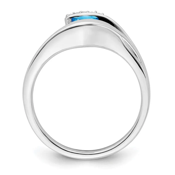 Goldia Rings 14k White Gold Trillion Blue Topaz and Real Diamond Ring