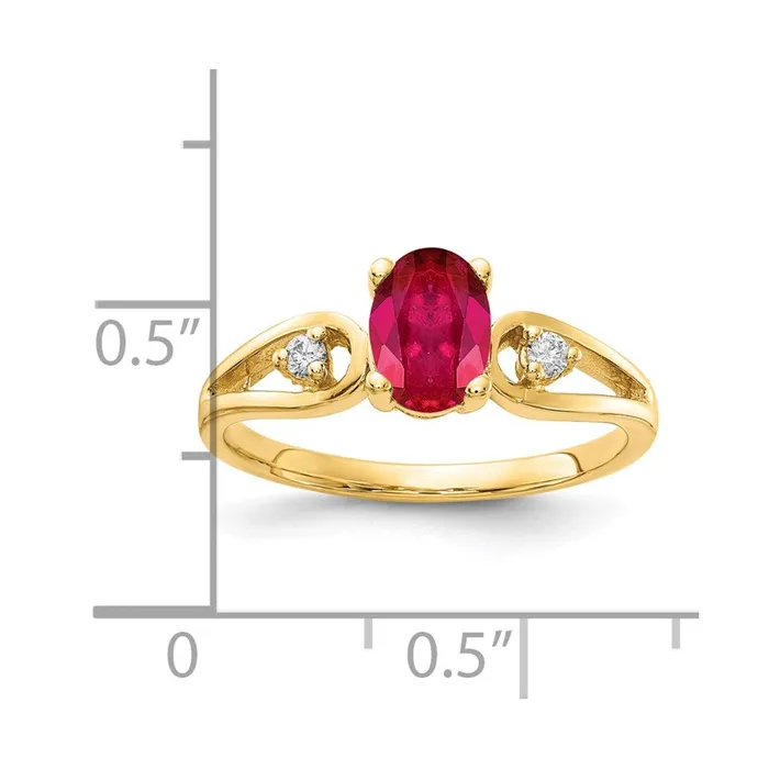 Goldia Rings 14k Yellow Gold 7x5mm Oval Ruby VS Diamond ring