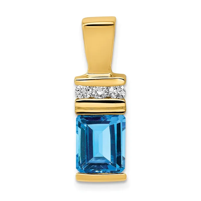 Goldia Rings 14k Yellow Gold 8x6mm Emerald Cut Blue Topaz VS Diamond Slide Goldia Rings 14k Yellow Gold 8x6mm Emerald Cut Blue Topaz VS Diamond Slide