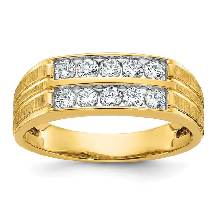 Goldia Rings 14k Yellow Gold Mens Polished and Satin 58 carat Diamond Complete Ring