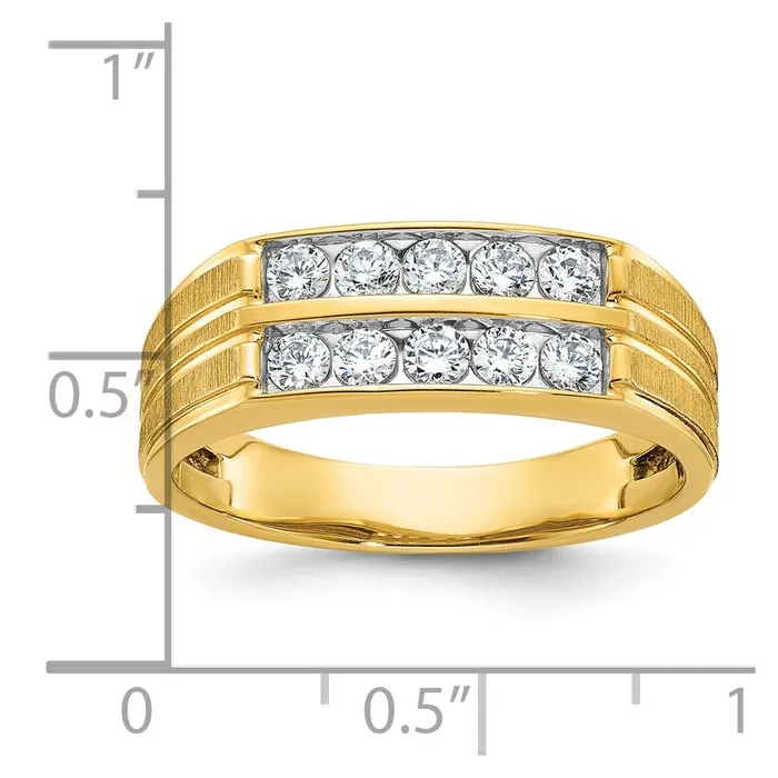 Goldia Rings 14k Yellow Gold Mens Polished and Satin 58 carat Diamond Complete Ring