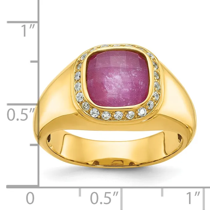 Goldia Rings 14k Yellow Gold Mens Polished Gemstone and Diamond Ring Mounting