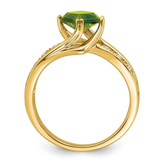 Goldia Rings 14K Yellow Gold Peridot and Real Diamond Ring