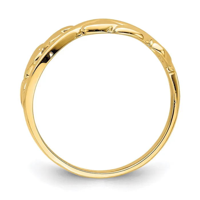 Goldia Rings 14K Yellow Gold Polished w X Design Heart Band
