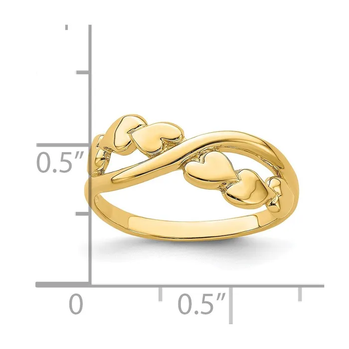 Goldia Rings 14K Yellow Gold Polished w X Design Heart Band