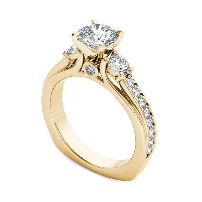 Goldia Rings 20 CT TW Natural Diamond Three Stone Engagement Ring in Solid 14K Gold Goldia Rings 20 CT TW Natural Diamond Three Stone Engagement Ring in Solid 14K Gold