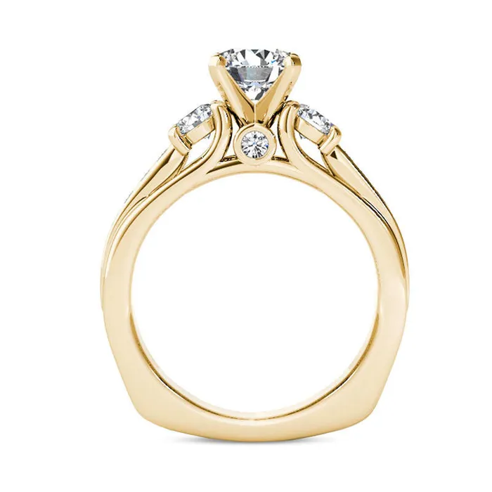 Goldia Rings 20 CT TW Natural Diamond Three Stone Engagement Ring in Solid 14K Gold Goldia Rings 20 CT TW Natural Diamond Three Stone Engagement Ring in Solid 14K Gold