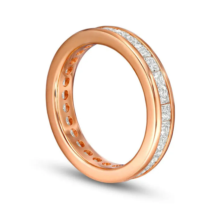 Goldia Rings 20 CT TW PrincessCut Natural Diamond ChannelSet Eternity Wedding Band in Solid 14K Rose Gold Goldia Rings 20 CT TW PrincessCut Natural Diamond ChannelSet Eternity Wedding Band in Solid 14K Rose Gold