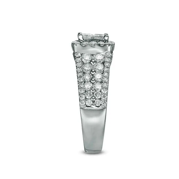 Goldia Rings 20 CT TW Quad PrincessCut Natural Diamond Frame Engagement Ring in Solid 10K White Gold Goldia Rings 20 CT TW Quad PrincessCut Natural Diamond Frame Engagement Ring in Solid 10K White Gold