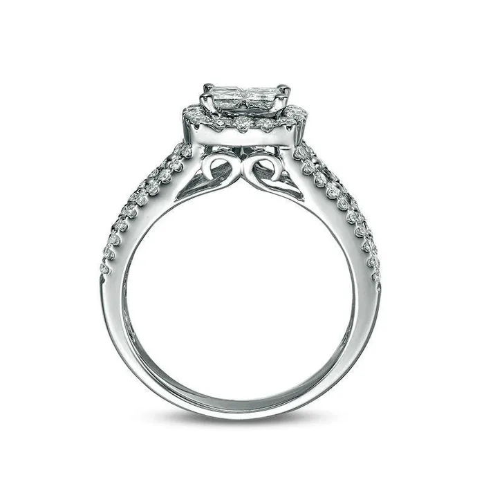 Goldia Rings 20 CT TW Quad PrincessCut Natural Diamond Frame Engagement Ring in Solid 10K White Gold Goldia Rings 20 CT TW Quad PrincessCut Natural Diamond Frame Engagement Ring in Solid 10K White Gold