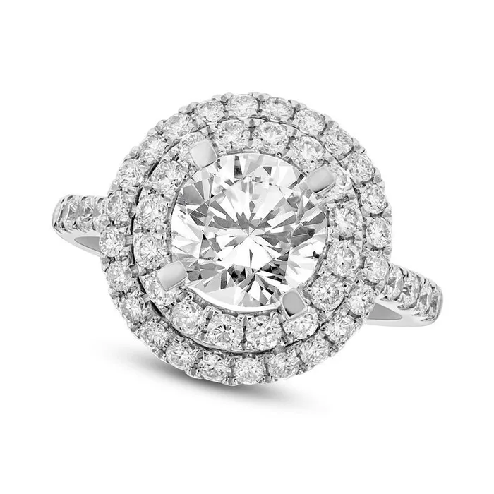 Goldia Rings 263 CT TW Natural Diamond Double Frame Engagement Ring in Solid 18K White Gold HSI2 Goldia Rings 263 CT TW Natural Diamond Double Frame Engagement Ring in Solid 18K White Gold HSI2