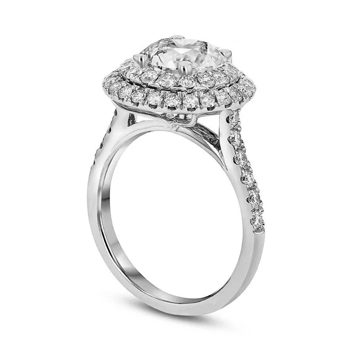 Goldia Rings 263 CT TW Natural Diamond Double Frame Engagement Ring in Solid 18K White Gold HSI2 Goldia Rings 263 CT TW Natural Diamond Double Frame Engagement Ring in Solid 18K White Gold HSI2