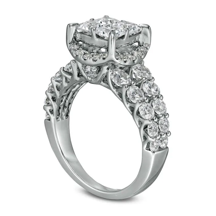 Goldia Rings 30 CT TW PrincessCut Quad Natural Diamond Frame Split Shank Engagement Ring in Solid 14K White Gold Goldia Rings 30 CT TW PrincessCut Quad Natural Diamond Frame Split Shank Engagement Ring in Solid 14K White Gold