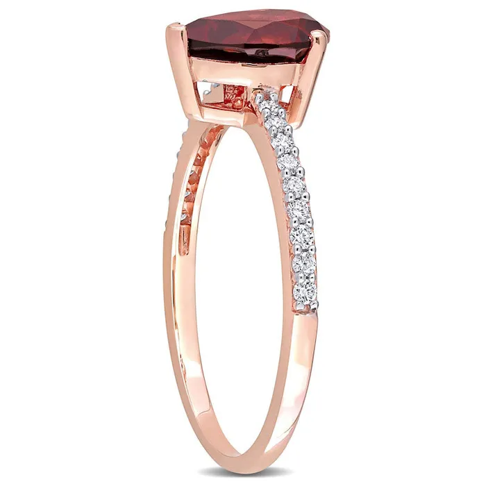 Goldia Rings PearShaped Garnet and 013 CT TW Natural Diamond Ring in Solid 14K Rose Gold Goldia Rings PearShaped Garnet and 013 CT TW Natural Diamond Ring in Solid 14K Rose Gold