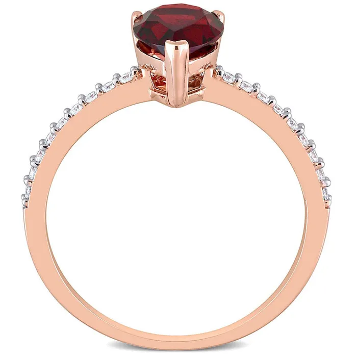 Goldia Rings PearShaped Garnet and 013 CT TW Natural Diamond Ring in Solid 14K Rose Gold Goldia Rings PearShaped Garnet and 013 CT TW Natural Diamond Ring in Solid 14K Rose Gold
