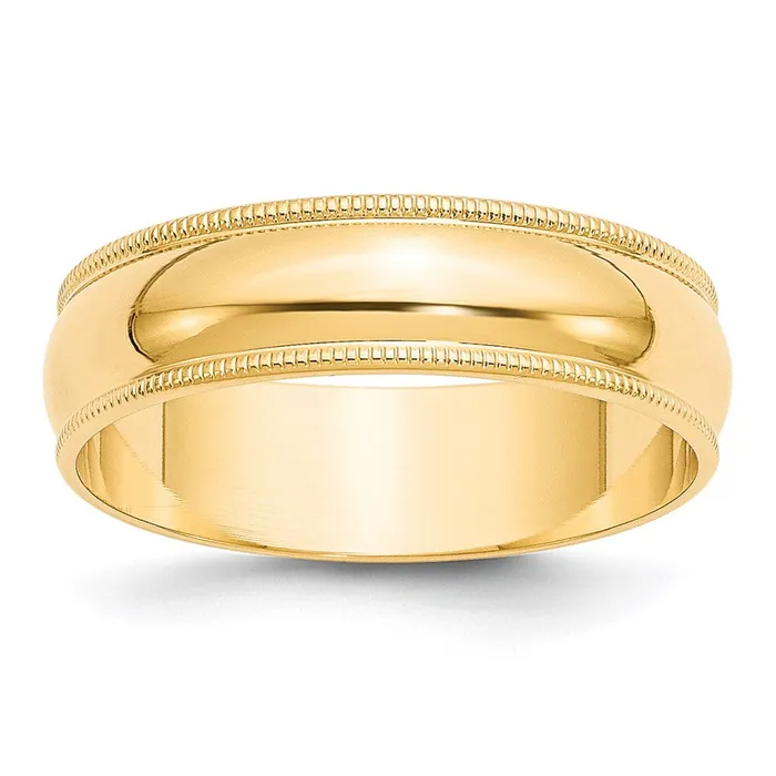 Goldia Rings Solid 10K Yellow Gold 6mm Light Weight Milgrain Half Round MensWomens Wedding Band Ring Size 135 Goldia Rings Solid 10K Yellow Gold 6mm Light Weight Milgrain Half Round MensWomens Wedding Band Ring Size 135