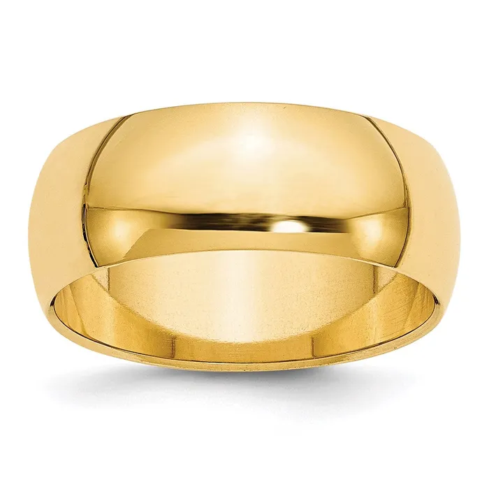 Goldia Rings Solid 10K Yellow Gold 8mm HalfRound Wedding MensWomens Wedding Band Ring Size 10