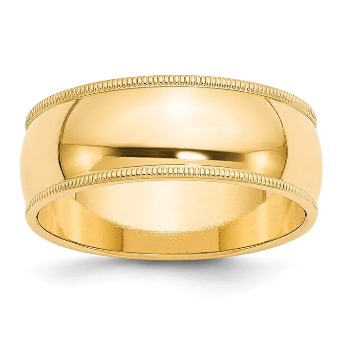 Goldia Rings Solid 10K Yellow Gold 8mm Milgrain Half Round MensWomens Wedding Band Ring Size 11 Goldia Rings Solid 10K Yellow Gold 8mm Milgrain Half Round MensWomens Wedding Band Ring Size 11