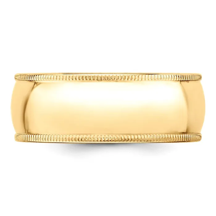 Goldia Rings Solid 10K Yellow Gold 8mm Milgrain Half Round MensWomens Wedding Band Ring Size 11 Goldia Rings Solid 10K Yellow Gold 8mm Milgrain Half Round MensWomens Wedding Band Ring Size 11