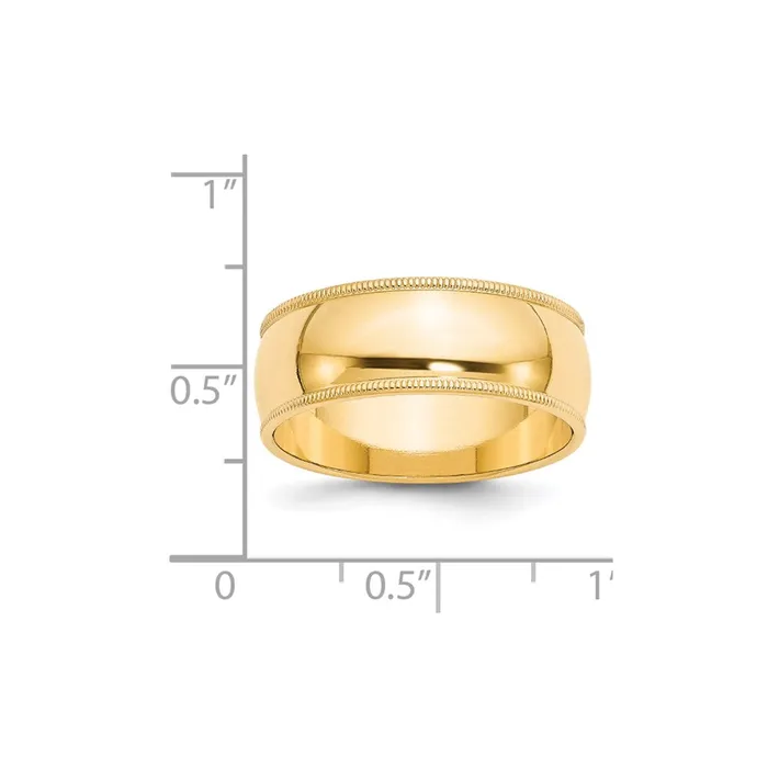 Goldia Rings Solid 10K Yellow Gold 8mm Milgrain Half Round MensWomens Wedding Band Ring Size 11 Goldia Rings Solid 10K Yellow Gold 8mm Milgrain Half Round MensWomens Wedding Band Ring Size 11