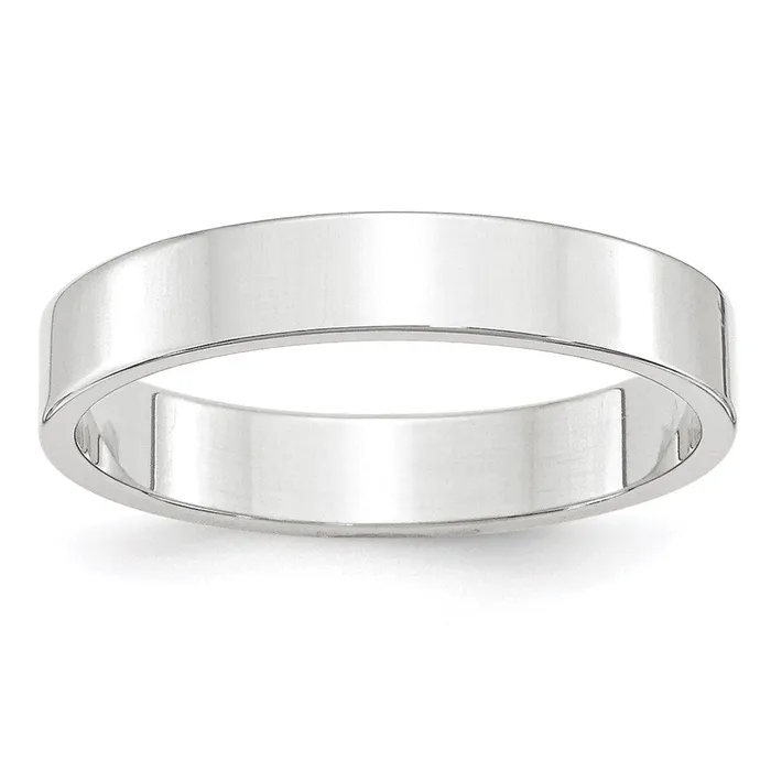 Goldia Rings Solid 14K White Gold 4mm Light Weight Flat MensWomens Wedding Band Ring Size 11