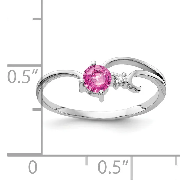 Goldia Rings Solid 14k White Gold 4mm PinK Simulated Sapphire VS CZ Ring
