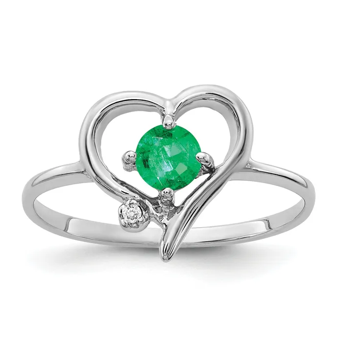 Goldia Rings Solid 14k White Gold 4mm Simulated Emerald AA CZ Ring