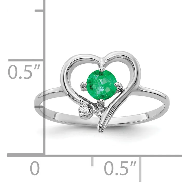 Goldia Rings Solid 14k White Gold 4mm Simulated Emerald AA CZ Ring