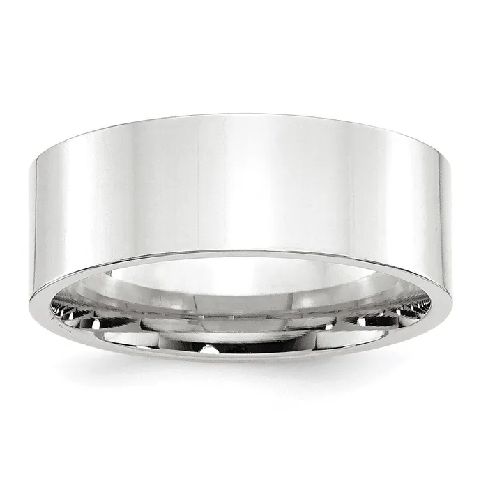 Goldia Rings Solid 14K White Gold 8mm Standard Flat Comfort Fit MensWomens Wedding Band Ring Size 4