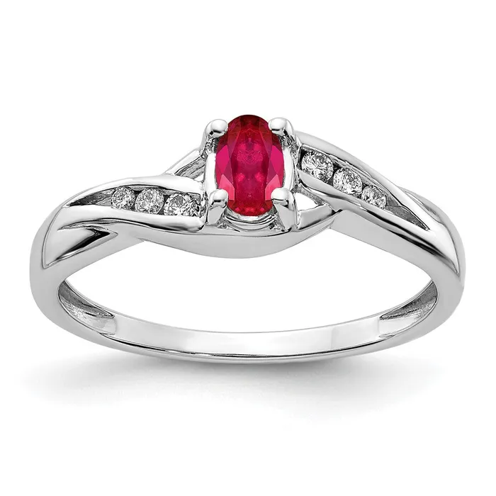 Goldia Rings Solid 14k White Gold Oval Composite Simulated Ruby and CZ Ring Goldia Rings Solid 14k White Gold Oval Composite Simulated Ruby and CZ Ring
