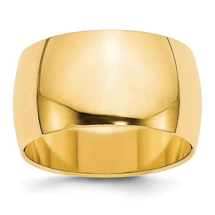 Goldia Rings Solid 14K Yellow Gold 12mm Half Round MensWomens Wedding Band Ring Size 85