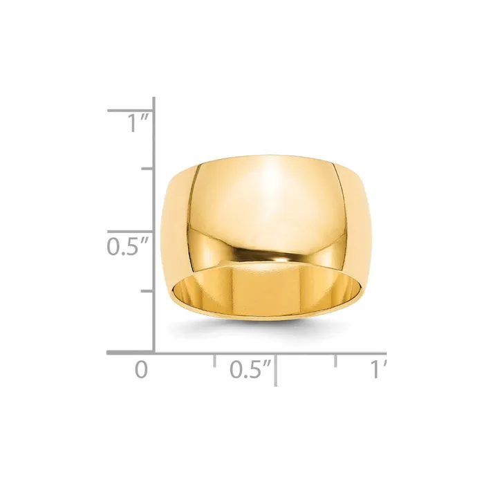 Goldia Rings Solid 14K Yellow Gold 12mm Half Round MensWomens Wedding Band Ring Size 85 Goldia Rings Solid 14K Yellow Gold 12mm Half Round MensWomens Wedding Band Ring Size 85
