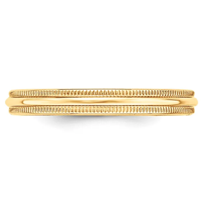 Goldia Rings Solid 14K Yellow Gold 3mm Milgrain HalfRound Wedding MensWomens Wedding Band Ring Size 75